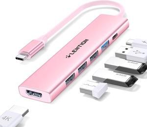 LENTION USB C Hub Multiport Adapter with 100W PD Charging, 4K HDMI, 4 USB-A Data Ports, Type C Hub for 2023-2016 MacBook Pro, New Mac Air/Surface, Chromebook, iPhone 15 Pro/Pro Max (CH17, Rose Gold)
