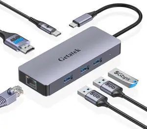USB C Ethernet Hub, 6 Ports USB C Multiport Adapter with 4K@30HZ HDMI, 3 USB 3.0, 100W USB C PD Charging, RJ45, Suit for MacBook/Dell/Lenovo,iPhone 15, iPhone 15 Pro Max