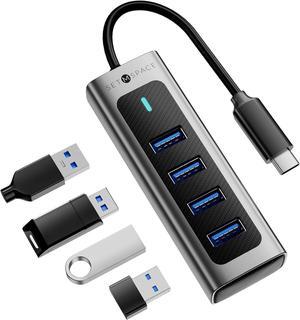 USB C HUB for Laptop [1G File Transfer 3s], USB 3.0 HUB Supports 2 * 1TB 2.5'' Hard Drive Enclosures, Aluminum 4 Port USB HUB with 5.9 inch Cable for Xbox, Flash Drive, HDD, Console etc