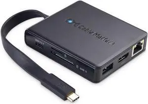 Cable Matters USB C Hub with 4K HDMI, 80W Charging, UHS-II Card Reader, 4X USB, and Gigabit Ethernet - USB-C and Thunderbolt 4 / USB4 / Thunderbolt 3 Port Compatible with MacBook Pro, Dell XPS