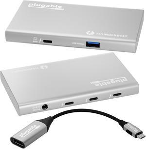 Plugable 5-in-1 Thunderbolt 4 Hub,Single 8K or Dual 4K Display; 4K HDMI Adapter Included, Offers Thunderbolt 4/3, USB4, and USB-C Expansion for Modern Mac and Windows Systems, Driverless