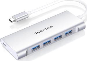LENTION USB C Hub with 4 USB 3.0 & Type C Charging Compatible 2023-2016 MacBook Pro, New Mac Air, New Surface, Chromebook, More, Stable Driver Certified Type C Multiport Adapter (CB-C31, Silver)
