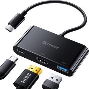 QUUGE USB C to HDMI Adapter, 3-in-1 USB C Hub with 4K HDMI, 100W Power Delivery, USB 3.0 Data Port,USB-C Digital AV Multiport Adapter for MacBook Pro/air, Switch, iPad Pro &More USB-C Devices