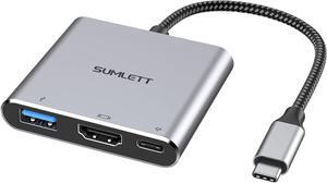 USB C to HDMI Adapter,USB Type C Digital AV Multiport 4K Display Hub (Thunderbolt 3/4 Compatible) with USB 3.0 and Type-C 100W PD Charging Port for MacBook Pro Air M2/M1,Dell XPS,Samsung S21/S20/S10