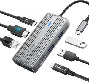 PHIXERO USB C Hub Multiport Adapter, 4K 60Hz USB C Hub HDMI, 6-in-1 USB C Dongle with 2.5Gbps Ethernet, 100W PD Charging, 5Gbps USB-C and 2 USB 3.0 Port, for MacBook Pro/Air, iPad Pro, USB C Laptop.