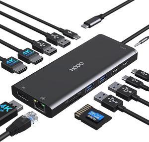 USB C Docking Station Dual Monitor HDMI for Dell HP, Laptop Docking Station 3 Monitors Triple Display USB C Hub Adapter to 2 HDMI 4K,DP,Ethernet,6 USB,PD,SD/TF, Audio, USB C Dock 14 in 1 for Surface