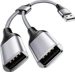 ANDTOBO USB Splitter, USB 2.0 A Male to 2 Dual USB Female Jack Y Splitter Hub Power Cord Extension Adapter Cable