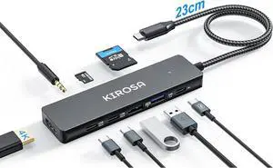 KIROSA USB C Hub: 9IN1 Multiport Adapter for Macbook Pro Air - USBC to HDMI Hub Dongle - Pocket USB-C Docking Station for Laptops and Type C Devices (4K HDMI 100W PD USB3.0 SD/TF Card Reader) KIROSA USB C Hub: 9IN1 Multiport Adapter for Macbook Pro Air - USBC to HDMI Hub Dongle - Pocket USB-C Docking Station for Laptops and Type C Devices (4K HDMI 100W PD USB3.0 SD/TF Card Reader)