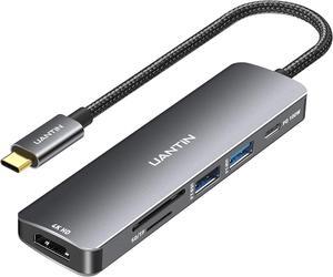 USB C Hub with 4K HDMI,100W Power Delivery,2 USB-A Data Ports,SD/TF Card Reader,6-in-1 USBC Type C Hub Multiport Adapter for MacBook Pro/Air,iPad,iPhone 15/Pro/Plus/Max,Surface,XPS etc