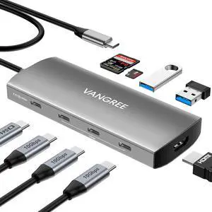 USB C to USB C Hub-3 USB 3.2 Gen 2 Ports with 10Gbps, 4K@60Hz HDMI, 100W PD, 3 USB 3.0 Ports, USB-C Splitter Multiport Adapter for MacBook Pro, iMac, iPad Pro, iPhone 15 (Not Support USB-C Monitor)