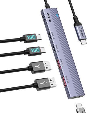 Aceele 10Gbps USB C Hub, USB-C 3.2 Splitter with 2 USB A 3.2 & 2 USB C 3.2 + Type-C Power Port, USB 3.2 Gen 2 Hub with 3.3ft Extender Cable for MacBook Pro/Air, Etc(Not Support Charging/Monitor)