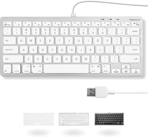 Macally Small Wired Keyboard for Mac and Windows - 78 Scissor Switch Keys Compatible Apple Keyboard - USB Mini Keyboard that Saves Space and Looks Great - Plug and Play Wired Mac Keyboard - Aluminum Macally Small Wired Keyboard for Mac and Windows - 78 Scissor Switch Keys Compatible Apple Keyboard - USB Mini Keyboard that Saves Space and Looks Great - Plug and Play Wired Mac Keyboard - Aluminum