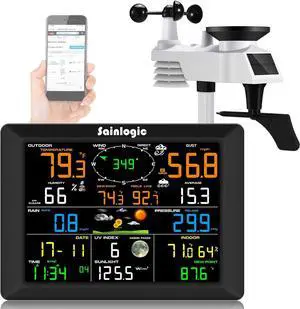 WiFi Weather Station, 8.3 inch Large Display Wireless Weather Station, Weather Station Wireless Indoor Outdoor with Rain Gauge and Wind Speed, Weather Forecast, Wind Gauge, Wunderground