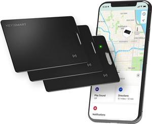 SmartCard Wallet Tracker Card, Compatible with  Find My App, Rechargeable Thin GPS Item Finder for Luggage Tag, Passport, Smart Bluetooth Tracking with Key Chain Hole Black, 3 Pack