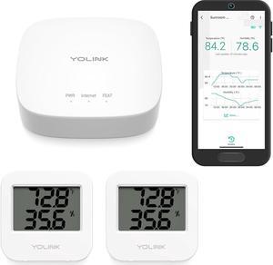 Smart Wireless Temperature/Humidity Sensor Wide Range for Freezer Fridge Monitoring Pet Cage/Tank Monitoring, App Alerts, Text/SMS, Email Alerts, Works with Alexa IFTTT, 2 Pack - Hub Included