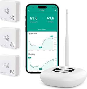 WiFi Room Thermometer Hygrometer, Remote Email App Alert, 2 Years Data Export, 2 Years Battery, No Subscription, Smart Temperature Sensor for RV, Greenhouse, Vacation Home, HVAC (3 Pack)