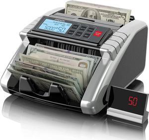 Money Counter Machine with Value Count, Dollar, Euro UV/MG/IR/DD/DBL/HLF/CHN Counterfeit Detection Bill Counter, Add and Batch Modes, Cash Counter with LCD Display