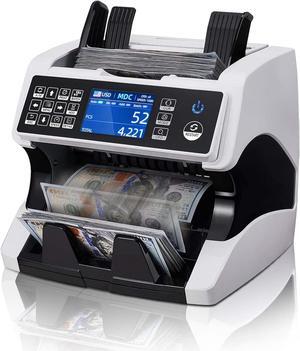 IMC01 Bank Grade Money Counter Machine Mixed Denomination, 2CIS/UV/IR/MG/MT Counterfeit Detection, Serial Number, MUL Currency Cash Counter, Printer Compatible Bill Value Counter (White)