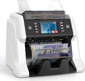 BC-55 Premium Bank Grade Money Counter Machine Multi Currency Mixed Denomination Bill Cash Value Counter 2 CIS/UV/MG/MT/IR Serial Number Recording FCC Approved