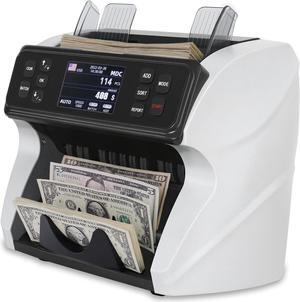 Money Counter Machine Mixed Denomination, Multi Currency DT600 White Bank Grade Bill Counter Machine, Serial Nb, 2CIS/UV/MG Counterfeit Detection, Cash Counter, Value Counting & Print
