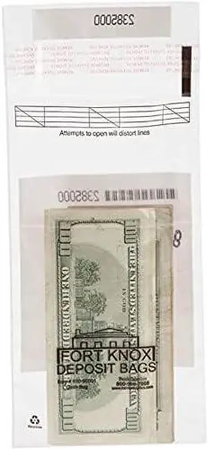 Cash Strap Bags | Case of 1000 Bags | 5 x 9 | Cash & Pawn | Tamper Evident Seal | Easy to Scan Barcode & Tear Off Receipt | for Internal Transfers