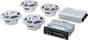 Marine Boat Yacht Radio Stereo CD Player Receiver Bundle Combo 6.5" 2-Way Coaxial Speakers