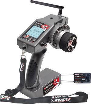 Radiolink RC6GS V3 7 Channels RC Transmitter and Waterproof Gyro Receiver R7FG, 30 Models Storage 2.4Ghz Voltage Telemetry Surface Remote Radio Controller for RC Crawler, Drifting, Car and Boat
