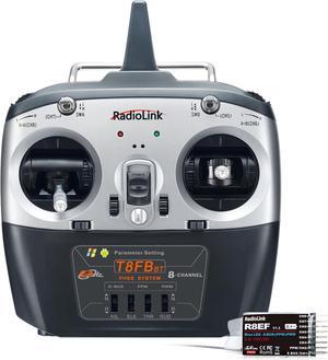 T8FB 8 Channels 2.4GHz RC Remote Transmitter and R8EF Receiver APP Parameter Setup Dual Stick Controller for RC Airplane Aircraft Boat Car and More(Mode 2)
