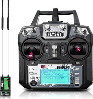 FS-i6X 10 Ch Transmitter, 2.4GHz RC Controller with FS-iA6B Receiver for Drone Multirotor Airplane Helicopter Car Tank Boat (i6X+ iA6B)