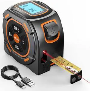 Laser Tape Measure 197Ft Laser Measurement & 16Ft Manual Measuring Digital Tape Measure Support to Pythagorean Mode, Area, Volume, Ft/Ft+in/in/M Unit Distance Meter for Woodworker Tool