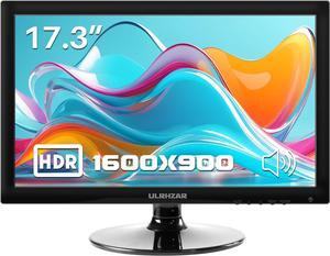 17.3 Inch Security Camera Monitor, PC Desktop Monitor 16:9, CCTV Monitor 60Hz LCD Display Screen with HDMI VGA,Built-in Speakers for CCTV Security DVR NVR Raspberry Pi, Wall Mounting 1600x900