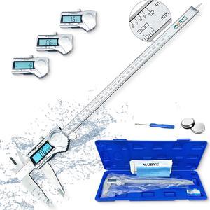 Digital Caliper Micrometer Measuring Tool - 12 Inch /300mm Stainless Steel Electronic Vernier Calipers, IP54 Waterproof Protection Accuracy Gauge Switch from Inch Metric Fraction with LCD Screen
