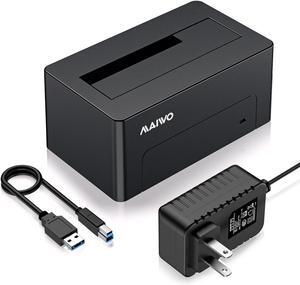 SAS to USB 3.0 Adapter, SAS SATA Hard Drive Enclosure Reader for 2.5 3.5 Inch HDD SSD, 24TB Capacity, External Hard Drive Docking Station with 12V/2A Power, Tool Free