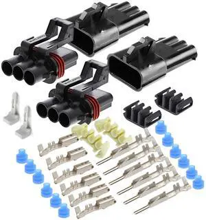 2-Pack, 30Amp (3-PIN) Metri-Pack Waterproof Connector Terminals and Seals 10-12 AWG 2-Pack, 30Amp (3-PIN) Metri-Pack Waterproof Connector Terminals and Seals 10-12 AWG