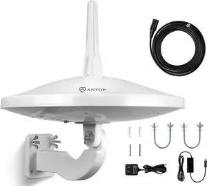 AT-415B 720° UFO Dual Omni-Directional Outdoor HDTV Antenna with Exclusive Smartpass Amplifier &4G LTE Filter, Fit for Outdoor/RV/Attic Use(33ft Coaxial Cable,4K UHD Ready)