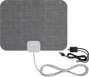 Leaf Stitch Amplified  Flat Indoor TV Antenna, 60-Mile Range, Jolt Switch Amp, UHF VHF, Multi-Directional, 4K UHD, NEXTGEN TV - w/ 12 ft. Cable