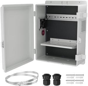 White Outdoor Electrical Box Waterproof Nema Enclosure 16x11x6 Plastic WiFi Box with Fan Vented Dust Screen