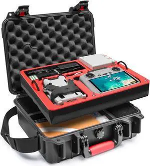 P330-MMDL Dual Layer Mini 4 Pro Case, Waterproof Hard Carrying Case for DJI Mini 4 Pro/Mini 3/Mini 3 Pro Fly More Combo, Fits DJI RC 2/RC, RC-N2/N1, Charger Hub, Tablet Holder, Landing Pad, iPad