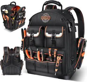 Backpack Tool Bag Tool Backpack Heavy Duty Tool Organizer, Water-resistant HAVC Tool Backpack Electrician Tool Box with Molded Base