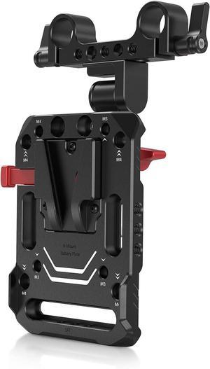 V Mount Battery Plate, V-Lock Mount Battery Plate with 15mm Rod Clamp & Adjustable Arm for Power Supply - 2991