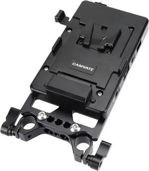 V Lock Mounting Plate Power Supply Splitter with 15mm Rod Clamp - 1524