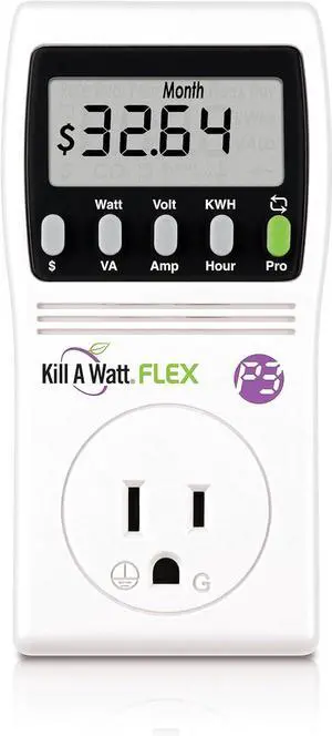 P3 International P4456  Flex Plug-in Electricity Usage + Power Consumption Monitor, Watt Voltage Tester, Electrical Energy Saving Monitor with Auto Cost Calculator