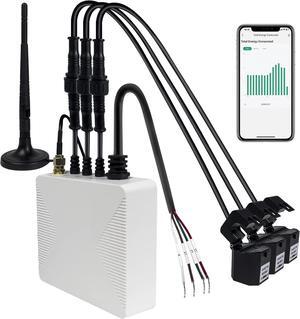 WiFi 3-Phase Clamp Meter, Smart Home Energy Monitor with 3 80A Circuit Level Sensors | Real Time Electricity Monitor/Meter