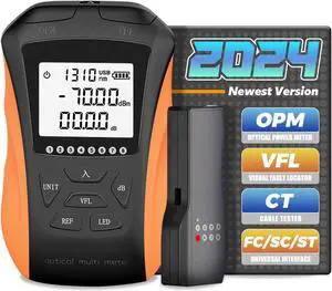 Power Meter with Visual Fault Locator, Fiber Light Meter with Cable Tester Function and Li-ion Battery USB Charge for FC/SC/ST Universal Interface