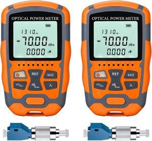 2-Pack Fiber Optic Tester Portable Fiber Light Power Meter FC/SC/ST Universal Interface Fiber Tester Built-in 10Km Visual Fault Locator (OPM&VFL) with 2pc FC to LC Adapter