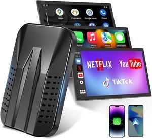 Wireless CarPlay Adapter is Compatible with Netflix TIKTok YouTube, Android Auto Wireless Adapter for Factory Wired CarPlay Cars, CarPlay Ai Box, TF Card, Mirroring,5GHz WiFi, for iPhone/Android