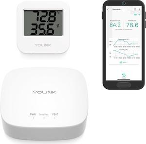 Smart Wireless Temperature Sensor/Humidity Sensor Wide Range (-22 to 158 Degrees) for Freezer Fridge Monitoring Pet Cage/Tank Monitoring, Smartphone Alerts, Compatible with Alexa IFTTT - Hub Included
