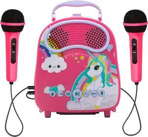 Kids Karaoke Machine for Girls Boys with 2 Microphones Toddlers Bluetooth Karaoke Toy for Singing Portable Children Karaoke Speaker with Voice Changer for Christmas Holiday Birthday Gift