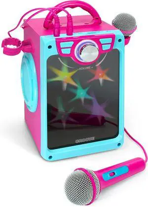 Portable Bluetooth Karaoke Speaker with 2 Wireless Microphones, PA System for Adults Kids with LED Lights, Supports REC/FM/AUX/USB/TF for Home Party