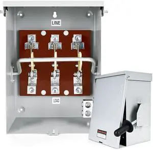 200-Amp, 3 Pole 120V/240V General Safety Switch, Non-Fused AC Disconnect Switch Box, Outdoor&Indoor, NEMA-3R Enclosure, Anti Corrosion and Rust Prevention with Ground Kit (200A)